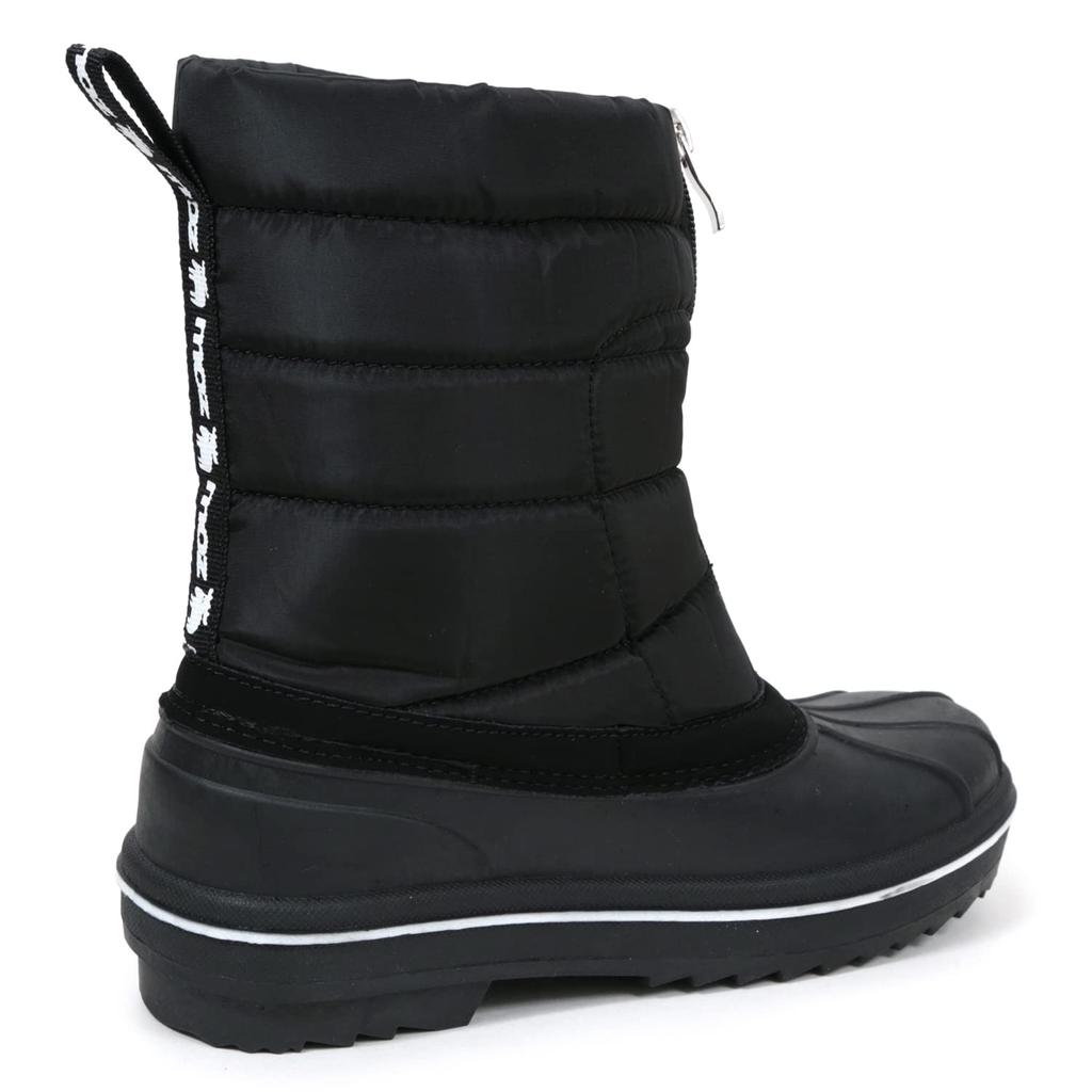 Mozu Bean Down Boots with Inner Boa and Center Zipper, Women's, Black, Size 24cm