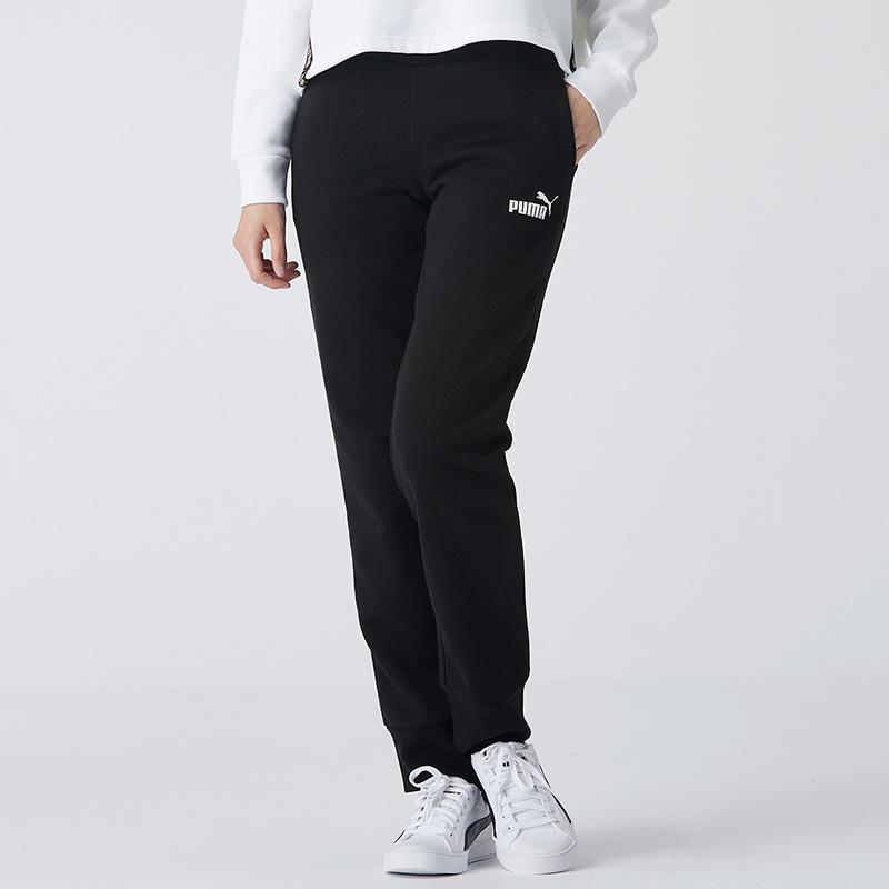 Puma Running Training Fleece-Lined Breathable Casual Long Pants Women Bottoms Black 586548-01