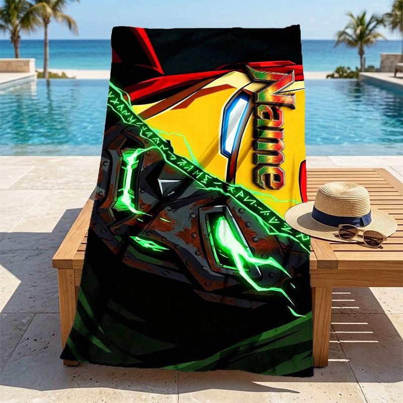 Custom Name Iron Man Stylish printed beach towel,a quick-drying, absorbent mat suitable for the beach, pool, gym, and travel fans gift