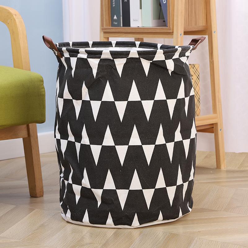 Round Cotton Linen Laundry Basket & Moisture-Proof Quilt Sorting Bag