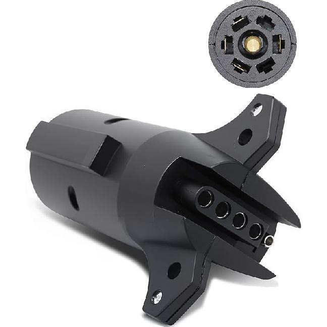 NEW SUN Ultimate Trailer Adapter, 7 Pin To 5 Pin RV Adapter, Connector For Trailers & RV Exterior Accessories, Round Plug 7 Way Blade Connector To 5