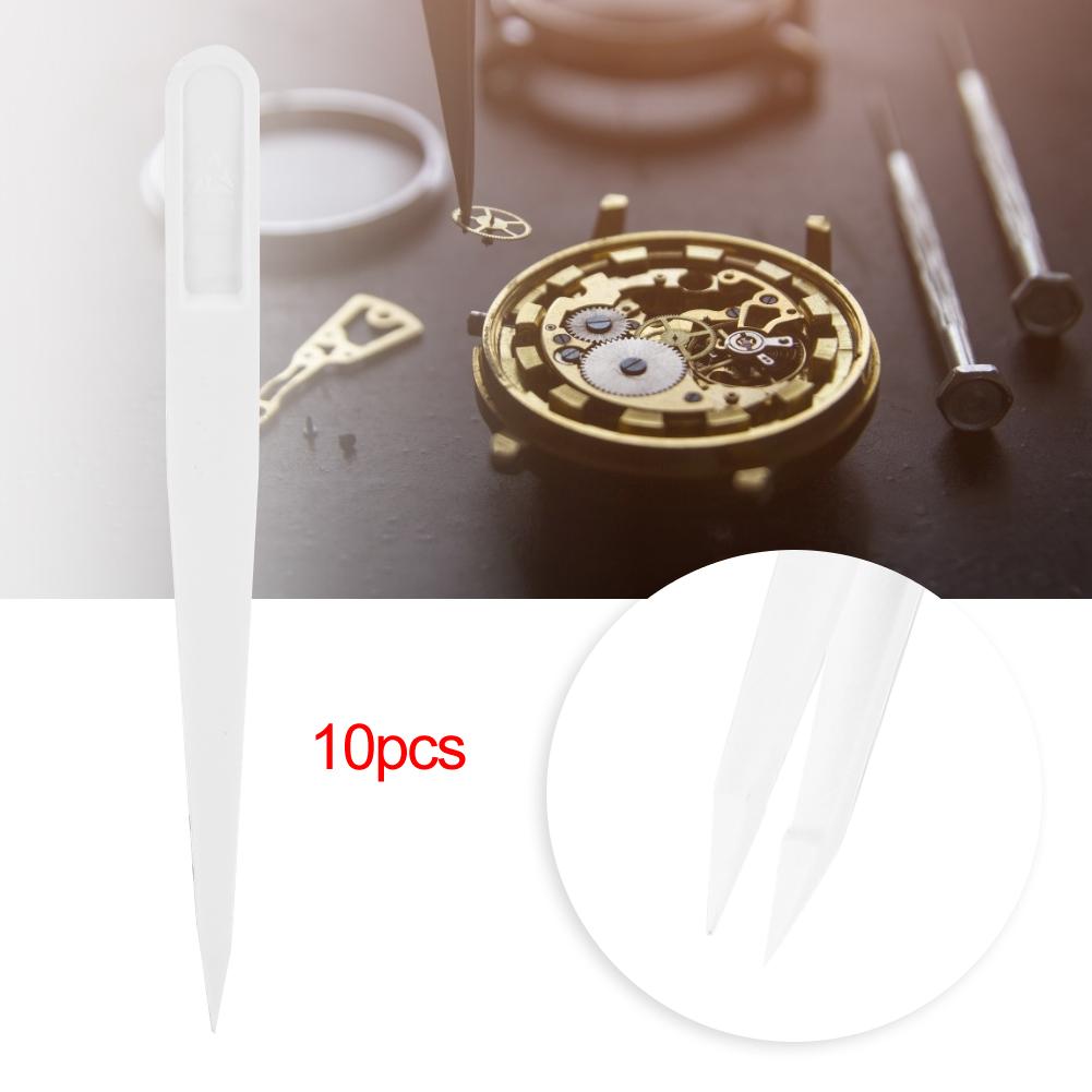 10Pcs/Set Insulation High Precision Plastic Tweezers Watch Repairing Clip Tool