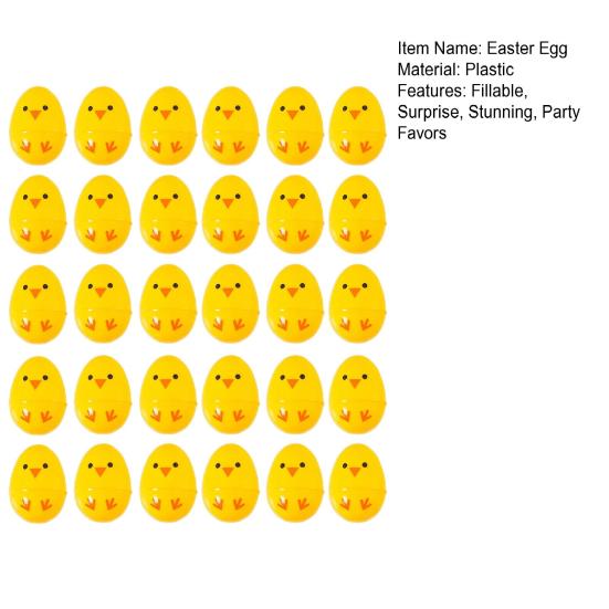 2.4 Inch Plastic Chick Easter Eggs Empty Yellow Mini Fillable Eggs for Easter Basket Stuffers Hunt Games Party Supplies
