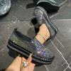Fashion Plus Size New Single Shoes 2025 Spring and Autumn Rhinestone Trifle Platform Loafer