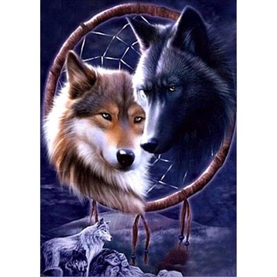 Full Drill 5D DIY Diamond Painting Wolf With Weapon Embroidery Kits Decor Mural