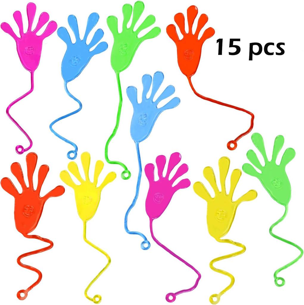 15PCS Halloween Stretchy Toys Sticky Hands Spider Webs Skeletons Party Favors for Kids Halloween Goodie Bag Fillers Game Prizes