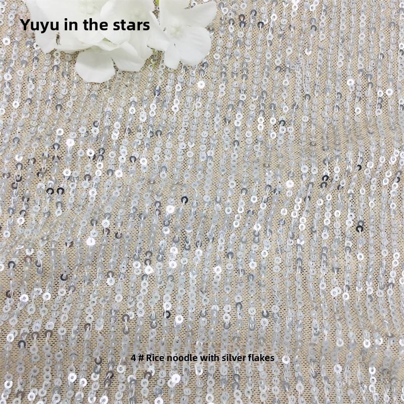 Sequin Bead Embroidery Elastic Mesh Fabric for DIY Sewing Stage Costumes Dress Scarf Clothing Fashion Cloth By The Meter