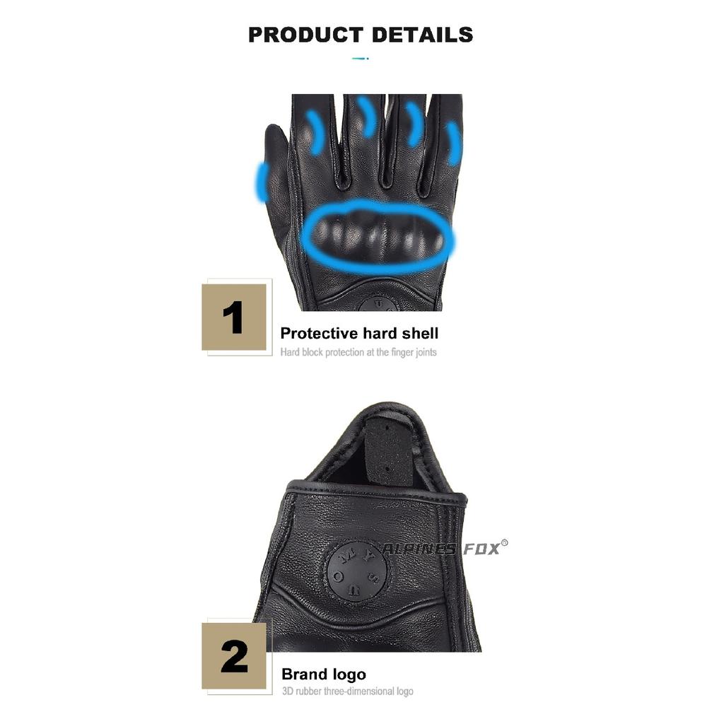 Suomy Motorcycle Leather Gloves Retro Motorcyclist Gloves Men Women Vintage Motocross Gloves Black Motorcycle Accessories