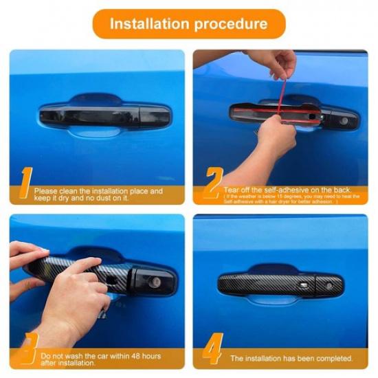 4x Carbon Door Handle Guards Trim Cover Kit For Chevy Silverado 19+ Colorado 23+