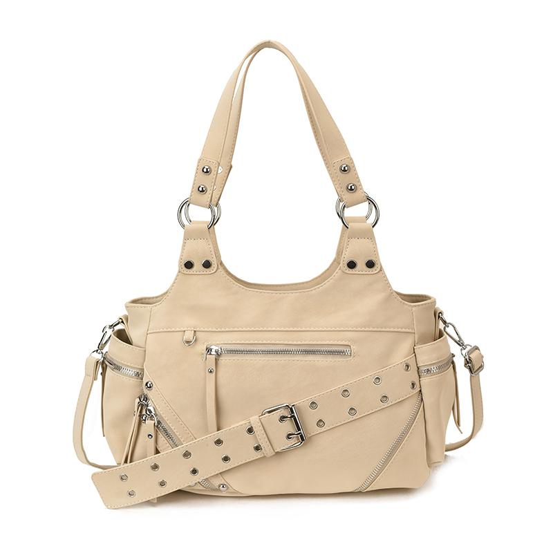 Casual Tote Solid Color Zipper Buckle Casual Tote 2026 High Quality Motorcycle Style Bags Durable Commuting Cool Shoulder Bags