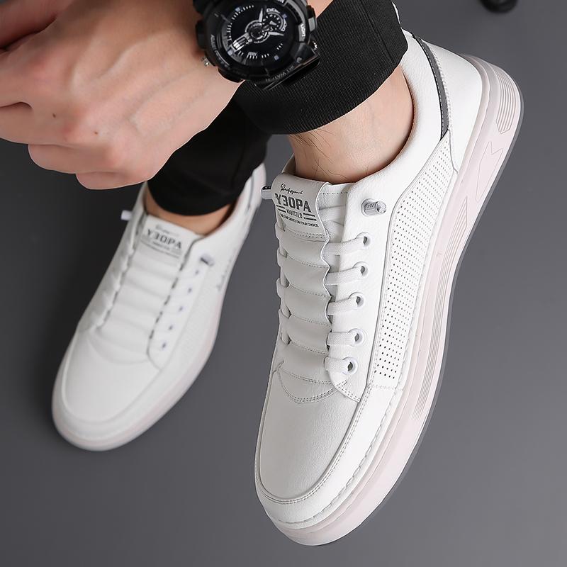 2024 Hot Sale Men Casual Walking Shoes Stylish Men's Vulcanize Shoes Antiskid Leather Men's Footwear All-match Skate Shoes Men