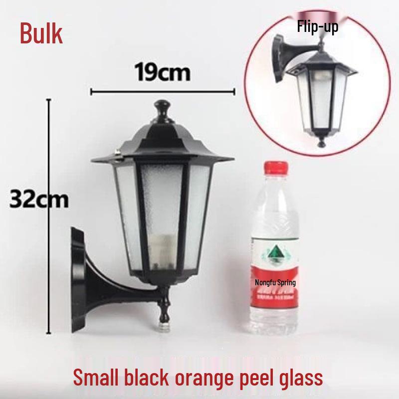 European Retro Hexagonal Outdoor LED Wall Lamp, Waterproof, Antique Bronze/Black Finish for Balcony Decoration.