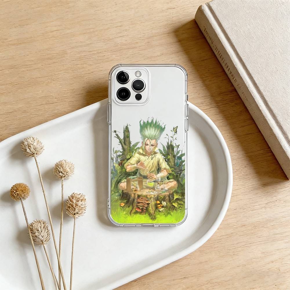 D-Dr S-Stone A-Anime Phone Case For iPhone 17 16 15 14 13 12 11 Mini Pro Max Plus Transparent Cover