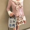 Tarot Card Cat Print Tote Bag With Rivet Trim Chic Top-handle Crossbodybag Women Gothic Square Handbag Stylish Daily Shoulderbag