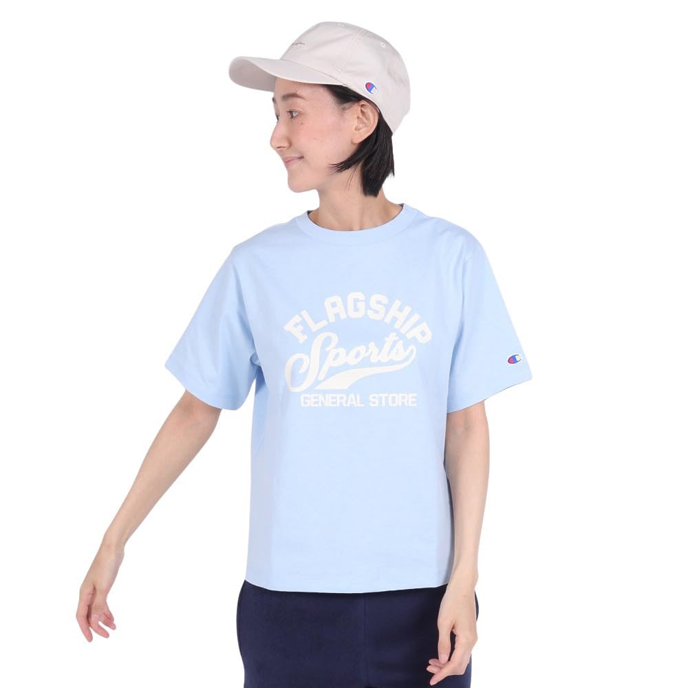 Champion Casual Short Sleeve Light Crew Graphic Women's T-Shirt, Blue, 100% Cotton, Neck, Print, CW-Z319