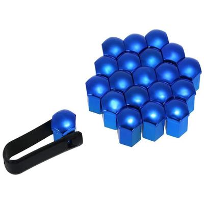 19mm Wheel Nut Cover Screw Protector Protective Anti-theft Cap Wheel Car Wheel Dress Up Lock Nut (Mirrer Blue)