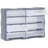 Organisateur multi-tiroirs - VIDAXL - 8 tiroirs - Plastique résistant - Dimensions 52x16x37 cm - Gris
