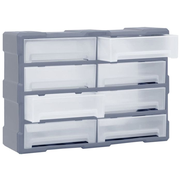 Organisateur multi-tiroirs - VIDAXL - 8 tiroirs - Plastique résistant - Dimensions 52x16x37 cm - Gris