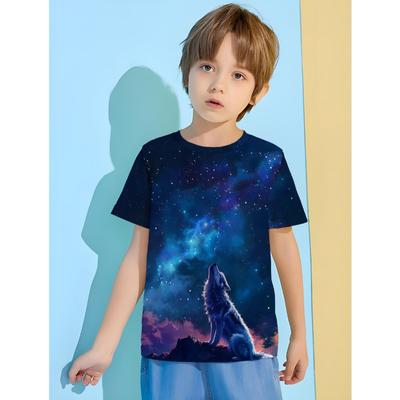 Wolf Howl T-shirt for a Boy Child Tee Shirt Children Baby Summer Clothes Kids Boys Clothes Children's Boy's Clothing Top Shirts