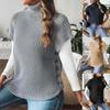 Women's Spring and Autumn New Vest European and American Women's Clothing High Neck Casual Pullover Sweater Vest Button Decorative Top