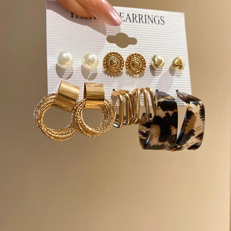 Retro Hong Kong Style Silver Needle Leopard Print Circle Earrings Light Luxury High-end Temperament Earrings Niche Earrings Women