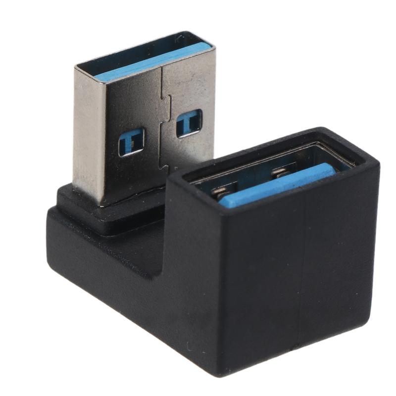 5Gbps Up & Down 180 Degree Angled USB 3.0 Adapter A Male to Female Extension Connector Work for LTE Adapter to Powerbank