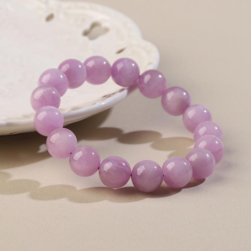 Kunzite, Agate, Jade, Purple Cat's Eye Gemstone Bracelet with Round Beads