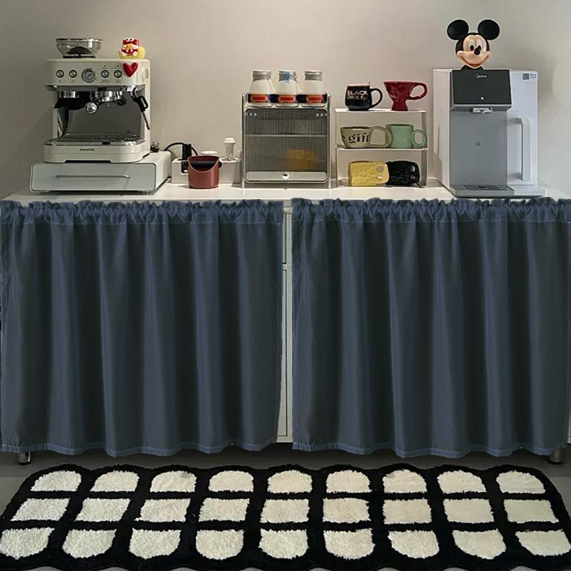 White Chiffon Waterproof Half Curtain Short Kitchen Cabinet Sundry Shade Partition Curtain Dining Table Table Skirt