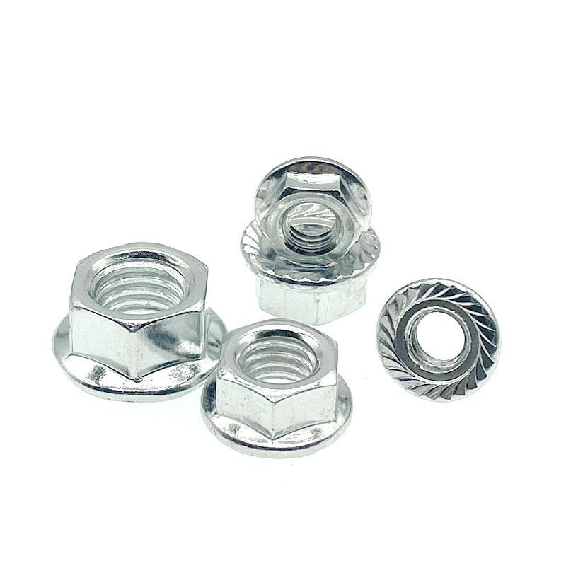 Anti-slip Hexagon Knurled Flange Nut with Washer, Galvanized, Sizes M3-M16