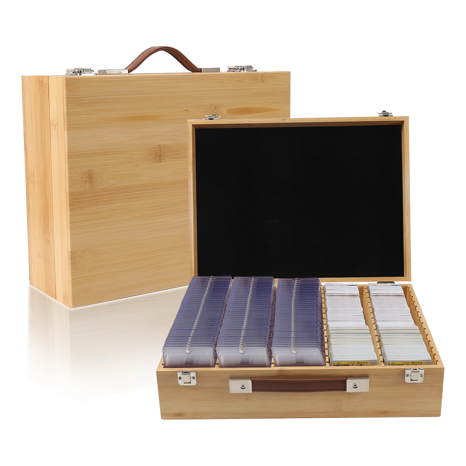 

HG CHASING TRIBE Кейс для колоды Большой вместимости Вмещает более 4500 карт Изготовлен из натурального бамбукового дерева Новейший магнитный кейс для хранения загрузчиков Хранение торговых карт