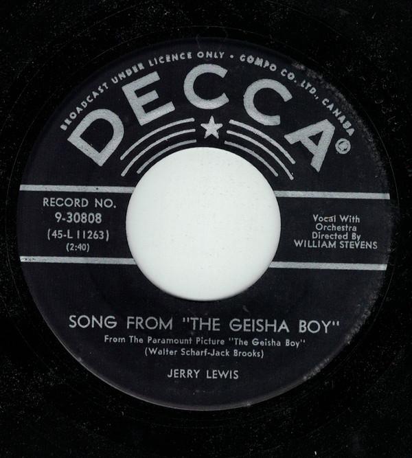 

7inch Record JERRY LEWIS - Song From The Geisha Boy /The More 930808 Decca 1958 Canada Soundtracks & Musicals Used