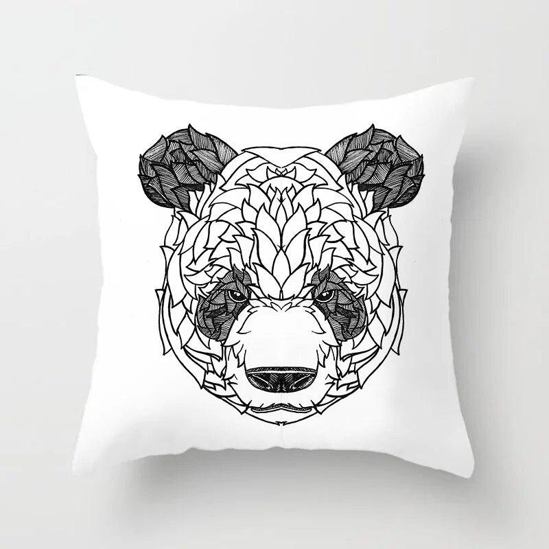 Geometric Cushion Cover Cute Dog Cat Pillowcase Sofa Living Room Home Decor Cartoon Animal