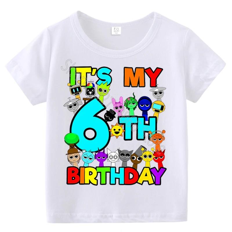 T-shirt Estive a Maniche Corte Stampa Sprunki Incredibox per Bambini Abbigliamento Bambini Ragazzi Ragazze Magliette in Cotone Top Regali per Feste di Compleanno