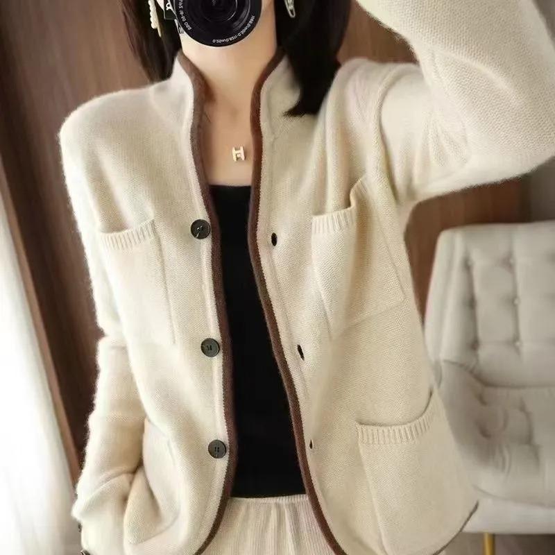 Sweaters Coat Cardigan for Women Autumn Winter Large Size Solid Color Loose Long Sleeve Knit Sweaters Coat