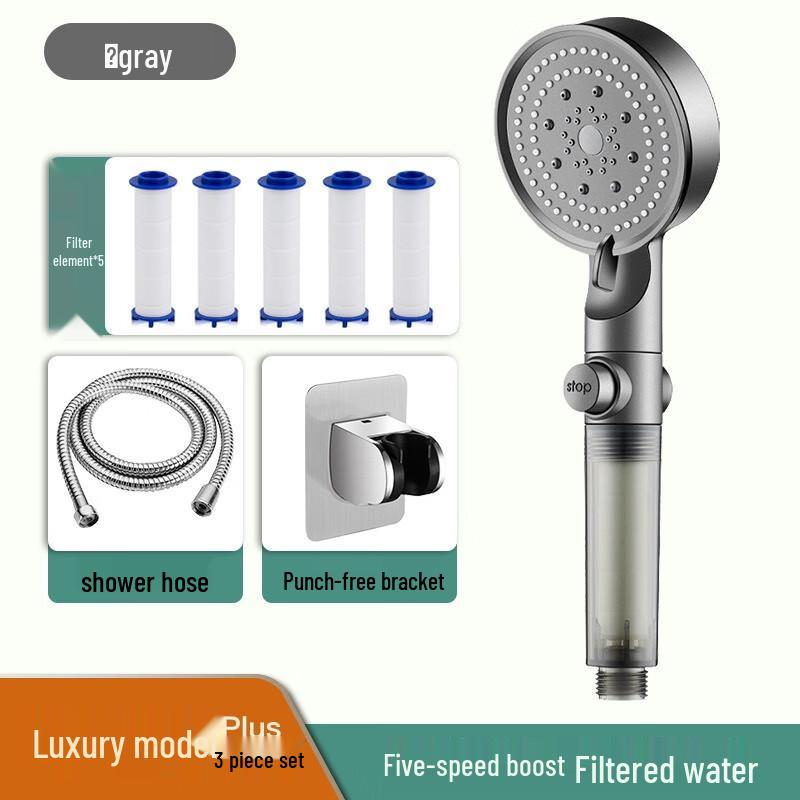 TLXT Luxury Pressurized Shower Head Set with Filter