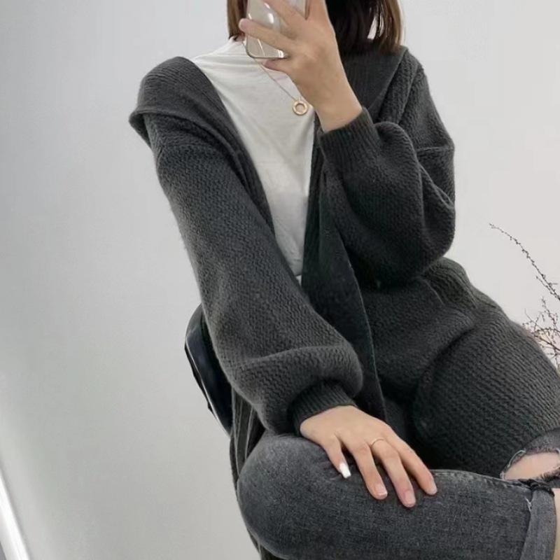 

YYFS Женская мода Повседневный Осень Зима Однотонный Принт Длинный Рукав Свитера One size темно-серого