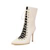 Lace-Up Spring And Autumn Women'S Boots Short Single Boots Pointed Knight Boots Sexy High Heel Boots Street Dance Boots Boots