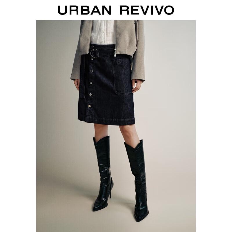 UR Women s Retro Belted Denim Skirt XS