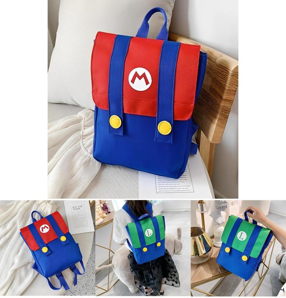 Mario Style Design Backpack For Kids And Fans Durable Canvas Material Breathable Shoulder Straps Multi-purpose Travel Bag