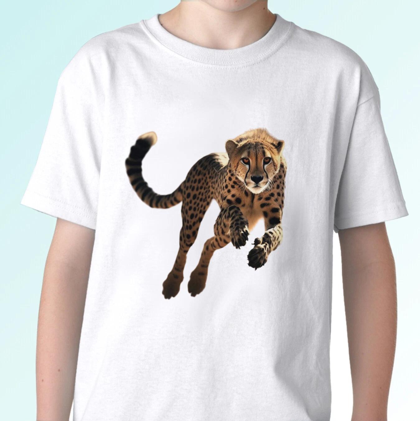 

Cheetah kids boys T-Shirt animal tee wild cat top gift design s s kids baby sizes 130