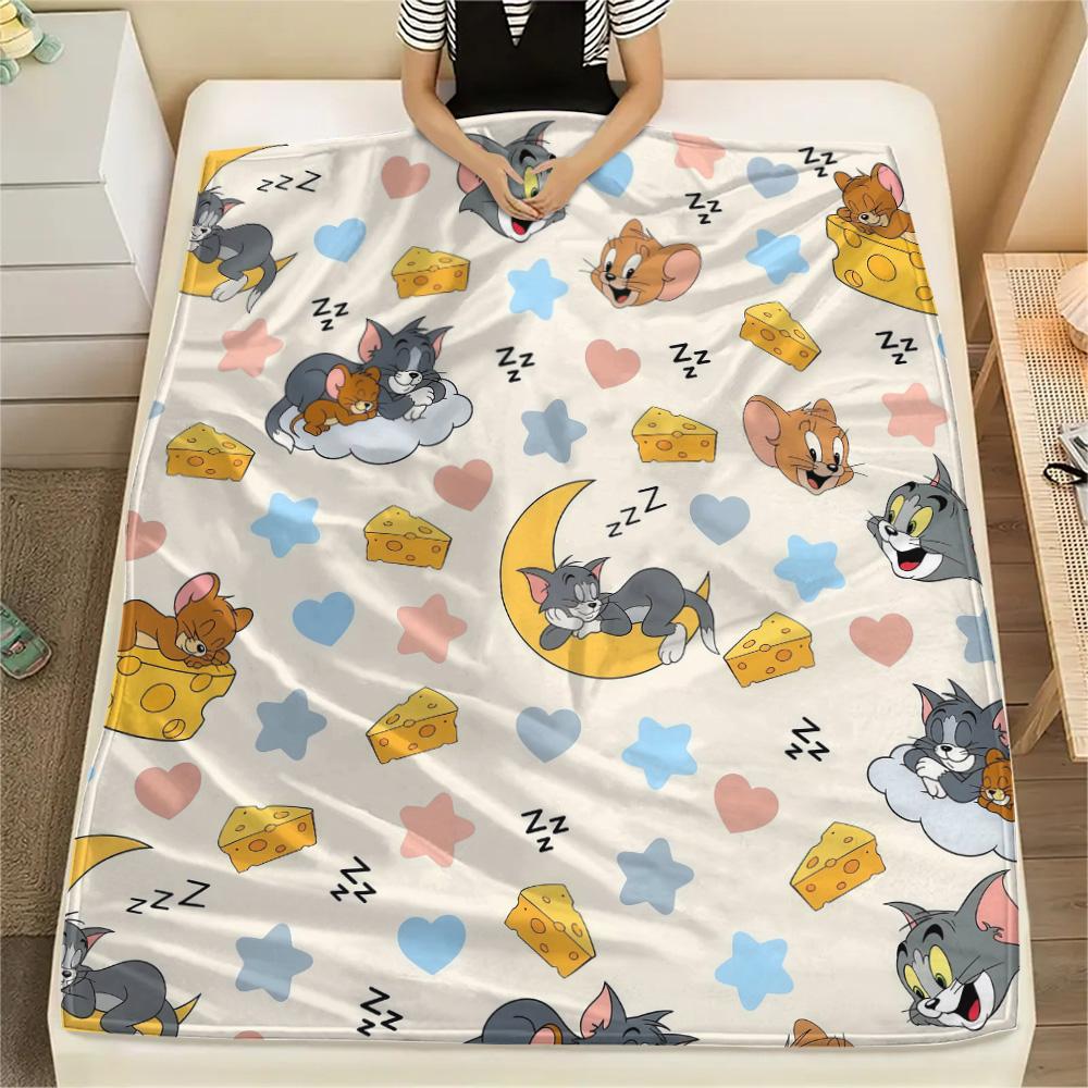 Tom and Jerry2 Flannel Blanket, High quality Comfortable for All Seasons, Home Decor, Warmth and Comfort