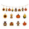 Wooden Pumpkin Bunting Hanging Decoration for Fall Home