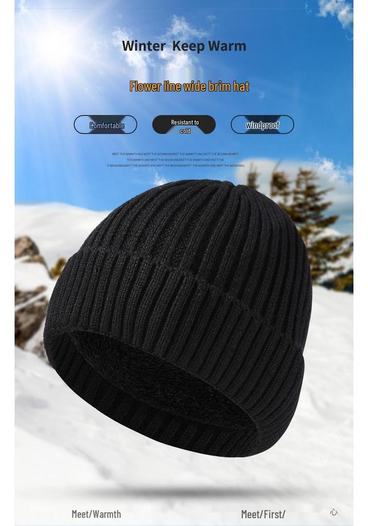 European & American Warm Knit Wool Hat with Fleece Lining, Thickened for Windproof Ear Protection - Ideal for Middle-aged & Elderly In Winter