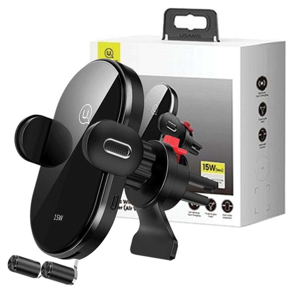 Usams Uchwyt Indukcyjny Us-Cd132 15Wautomatic Do Kratki Went. Czarny/Black Cd132Zj01