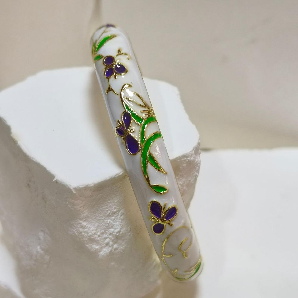Extra Width Enamel Bangle 1cm Colorful Enamel Bangle Five Leaves Enamel Bracelet Souvenir Gift