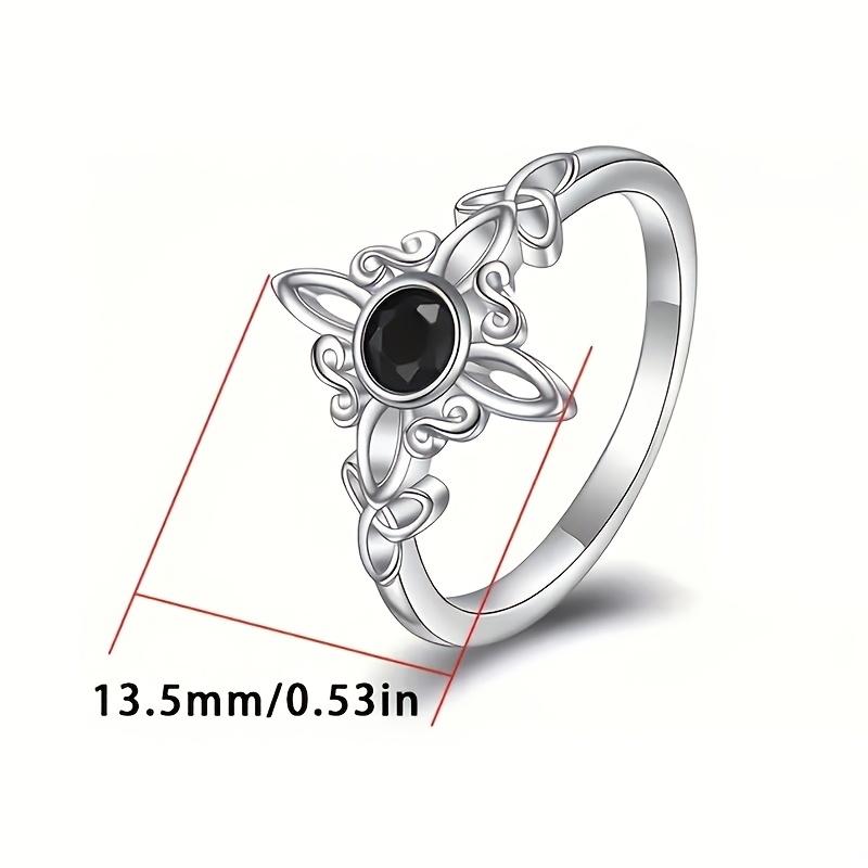 S925 Sterling Silver Exquisite Celtic Knot Black Zircon Ring for Ladies Personalized Ring Party Banquets Jewelry Gifts
