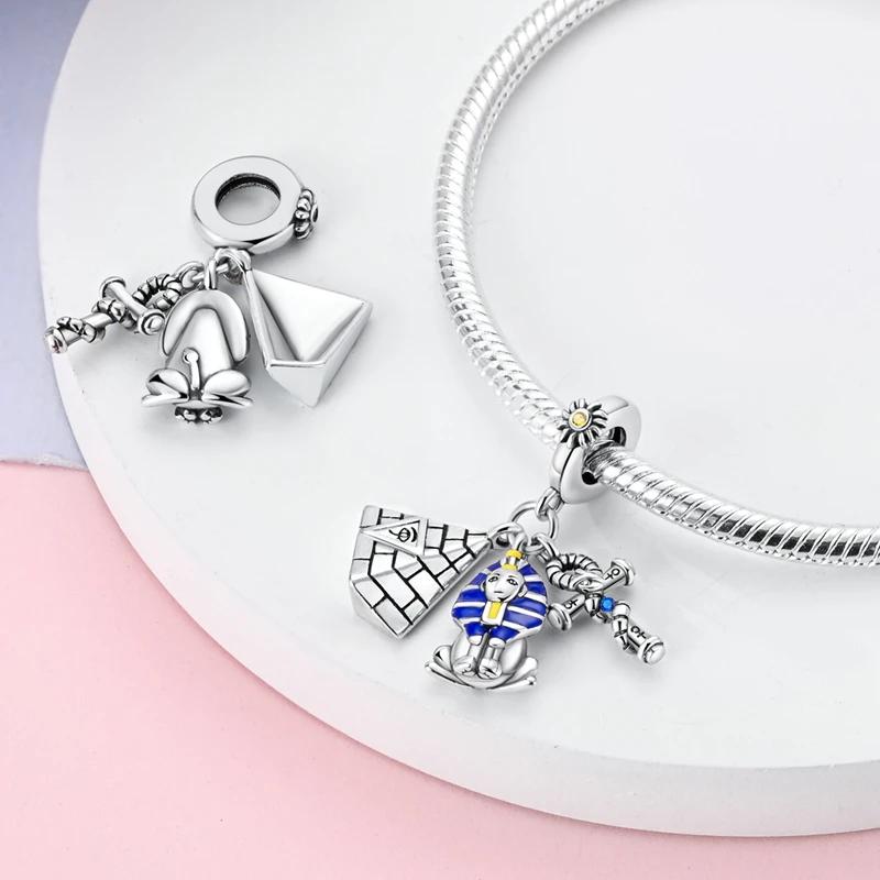 Ancient Egypt'S Copper Guardian Pharaoh Devil'S Eye Pyramid Sphinx Bastet Charm Fit Bracelet Diy Jewelry