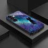 Cat Looking Up At the Starry Sky Glass Phone Case Suitable for Samsung Galaxy S26 S25 S24 S23 S22 S20 FE/Ultra/Plus Anti Fall