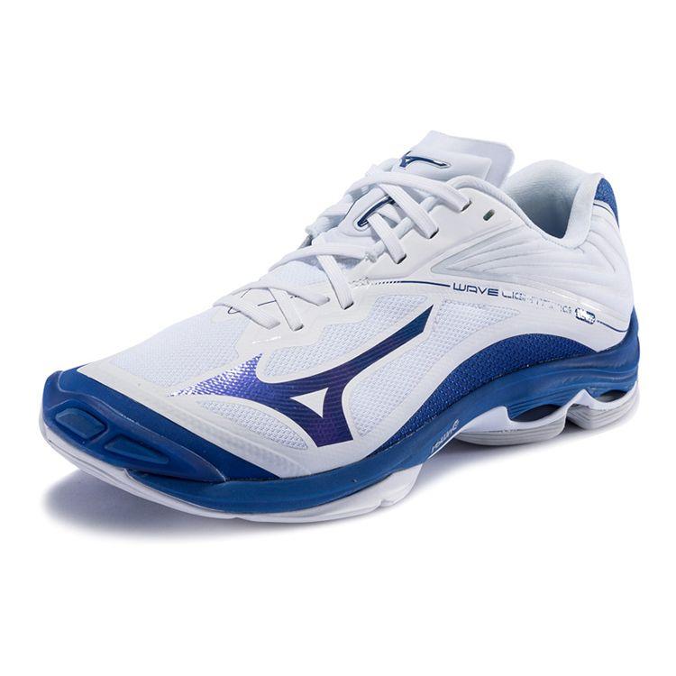 Mizuno Wave Lightning Z6 Shock Absorbing Non-Slip Breathable Lightweight Durable Low-Top Training Shoes Men sneakers White Blue V1GA200021