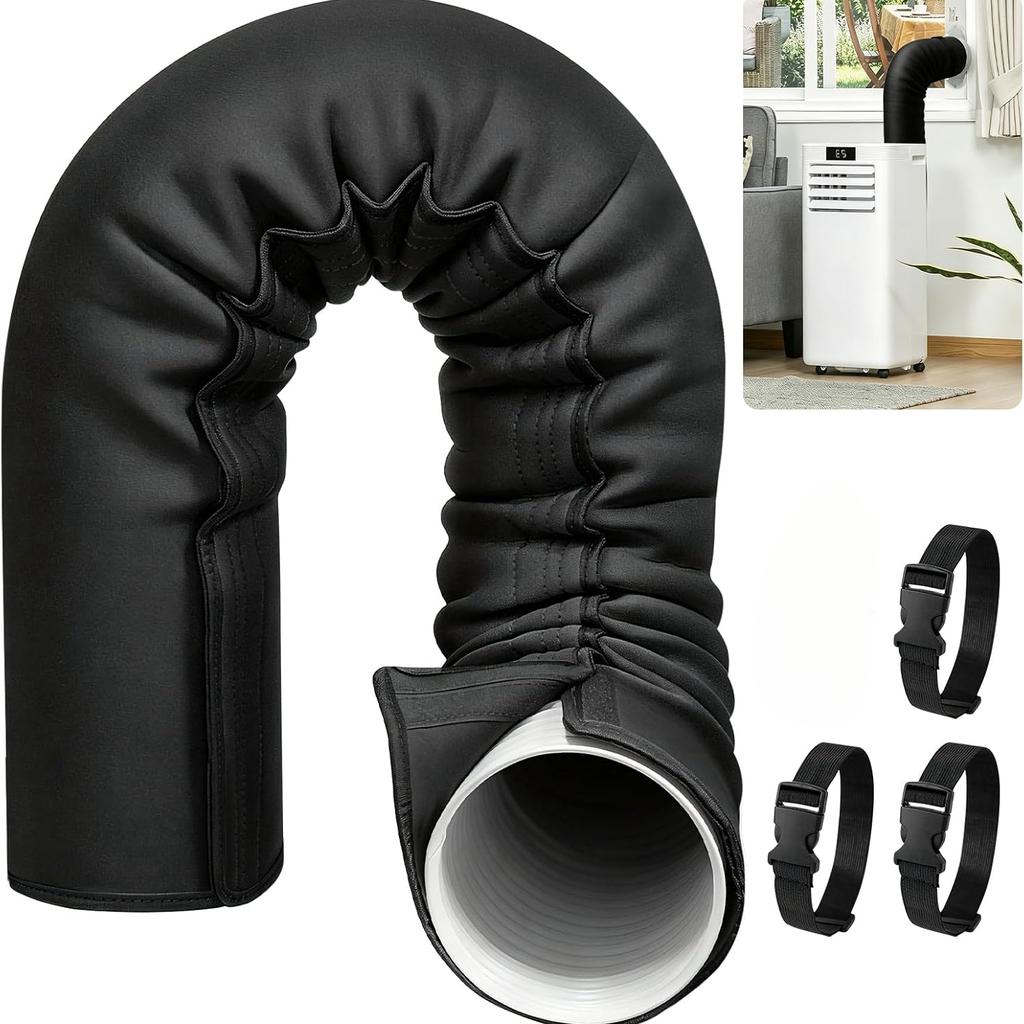 Upgraded Portable AC Hose Insulation Sleeve Air Conditioner Hose Cover Wrap Insulated Hoses Duct Vent Cover With 3 Adjustable Straps 150*53CM